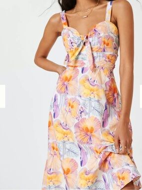 Anthropologie x Cecilia Pettersson Floral Pansy Tie-Front Midi Dress - Size 10